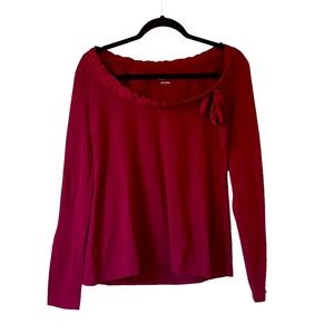 Ann Taylor LOFT burgundy red long sleeve top size large